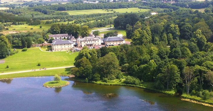Aerial view of Hardwick Hall Hotel and Hardwick Country Park